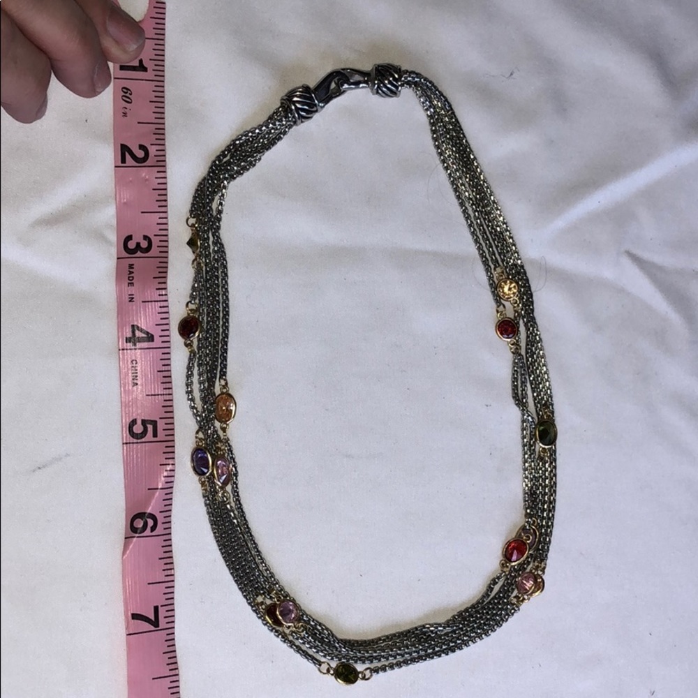 Elegant 5 strand silver and multicolor necklace